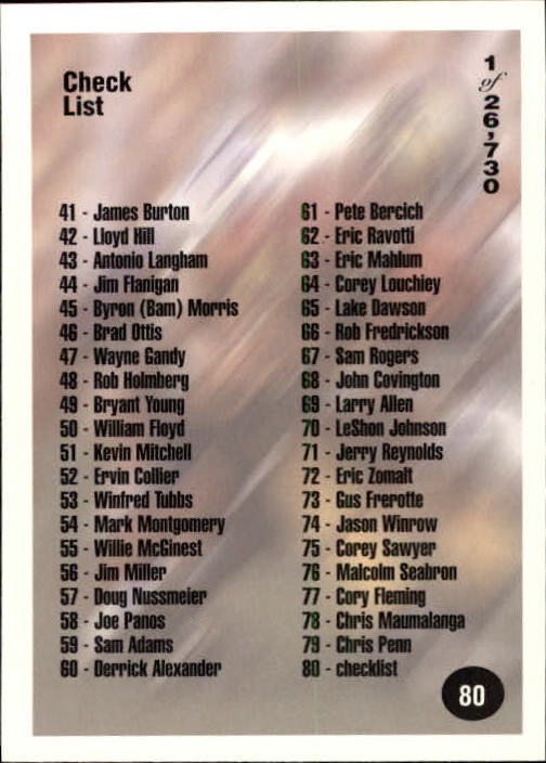 B7654- 1994 Superior Rookies Football Cards 1-80 -You Pick- 15+ FREE US SHIP - Picture 161 of 161