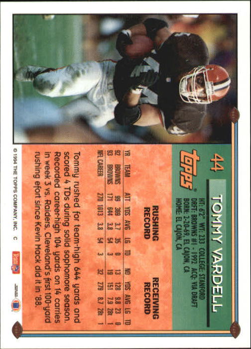 A8029- 1994 Topps Football Card #s 1-250 +Rookies -You Pick- 15+ FREE US SHIP - Picture 39 of 176