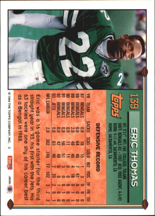A8029- 1994 Topps Football Card #s 1-250 +Rookies -You Pick- 15+ FREE US SHIP - Picture 109 of 176