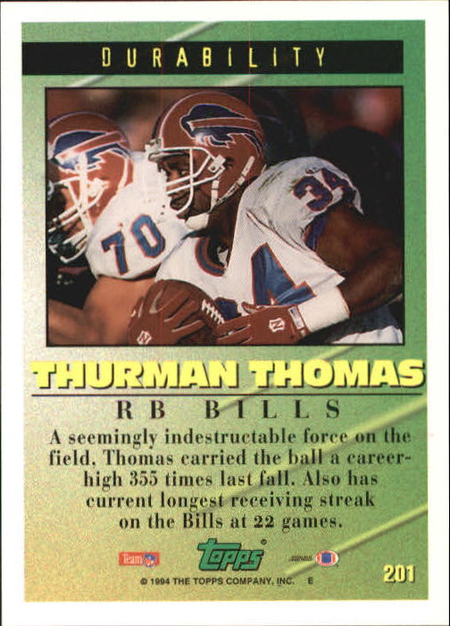 1994 Topps #201 Thurman Thomas TOG back image