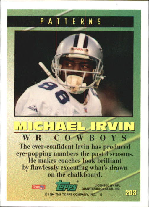 1994 Topps #203 Michael Irvin TOG back image