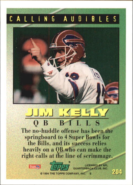 1994 Topps #204 Jim Kelly TOG back image