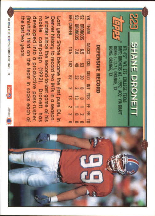 A8029- 1994 Topps Football Card #s 1-250 +Rookies -You Pick- 15+ FREE US SHIP - Picture 160 of 176