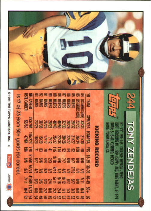 A8029- 1994 Topps Football Card #s 1-250 +Rookies -You Pick- 15+ FREE US SHIP - Picture 168 of 176
