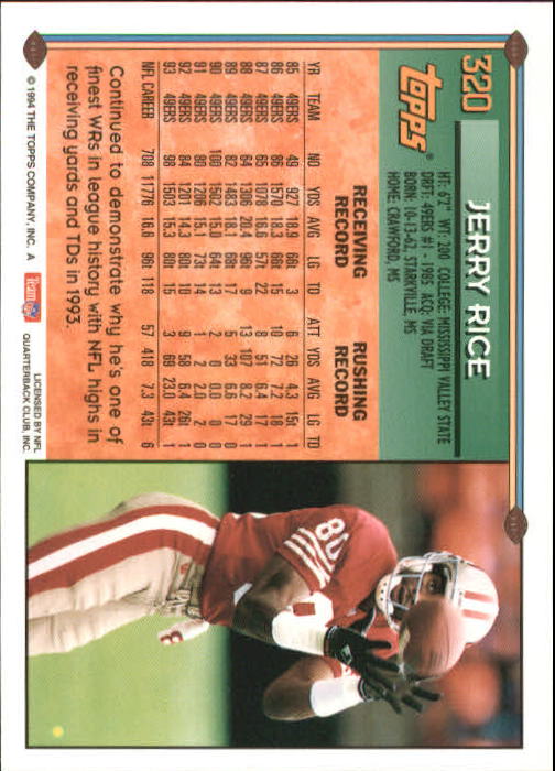 1994 Topps #320 Jerry Rice - NM-MT