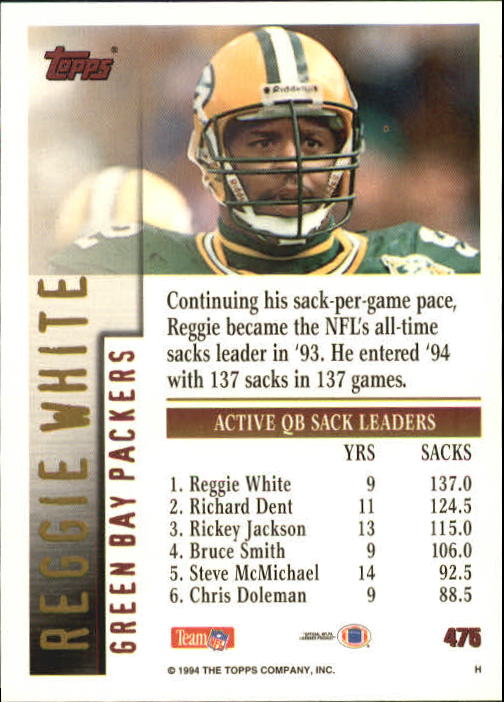 1994 Topps #475 Reggie White - NM-MT