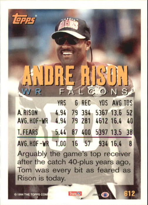 1994 Topps #612 Andre Rison MG back image