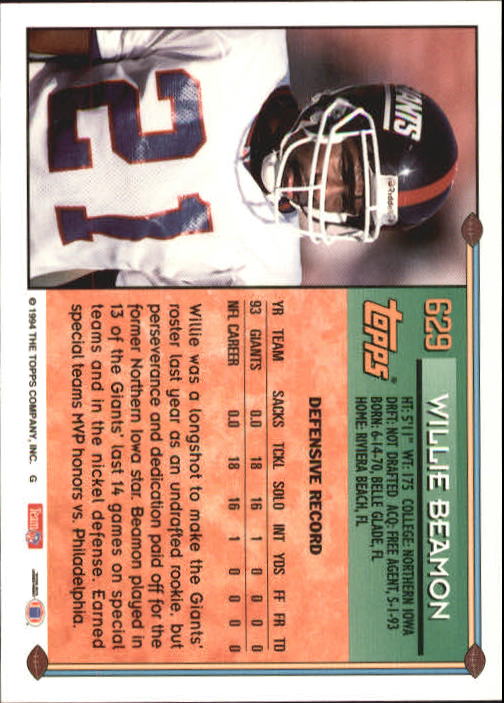 A8029- 1994 Topps Football Cards 551-660 +Rookies -You Pick- 15+ FREE US SHIP - Picture 95 of 125