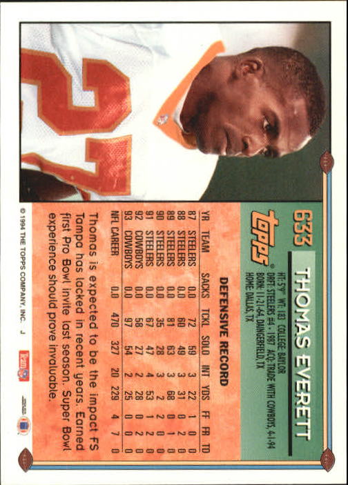 A8029- 1994 Topps Football Cards 551-660 +Rookies -You Pick- 15+ FREE US SHIP - Picture 101 of 125
