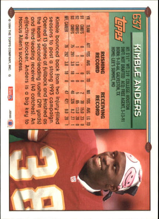 A8029- 1994 Topps Football Cards 551-660 +Rookies -You Pick- 15+ FREE US SHIP - Picture 105 of 125