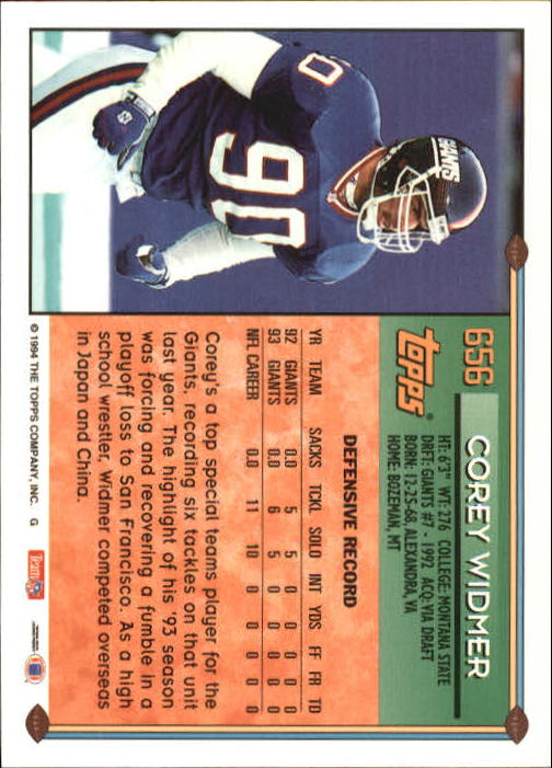 A8029- 1994 Topps Football Cards 551-660 +Rookies -You Pick- 15+ FREE US SHIP - Picture 121 of 125