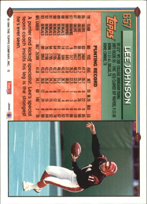 A8029- 1994 Topps Football Cards 551-660 +Rookies -You Pick- 15+ FREE US SHIP - Picture 123 of 125