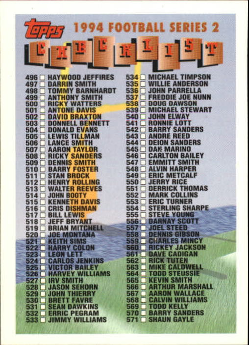 A8029- 1994 Topps Football Cards 551-660 +Rookies -You Pick- 15+ FREE US SHIP - Picture 124 of 125