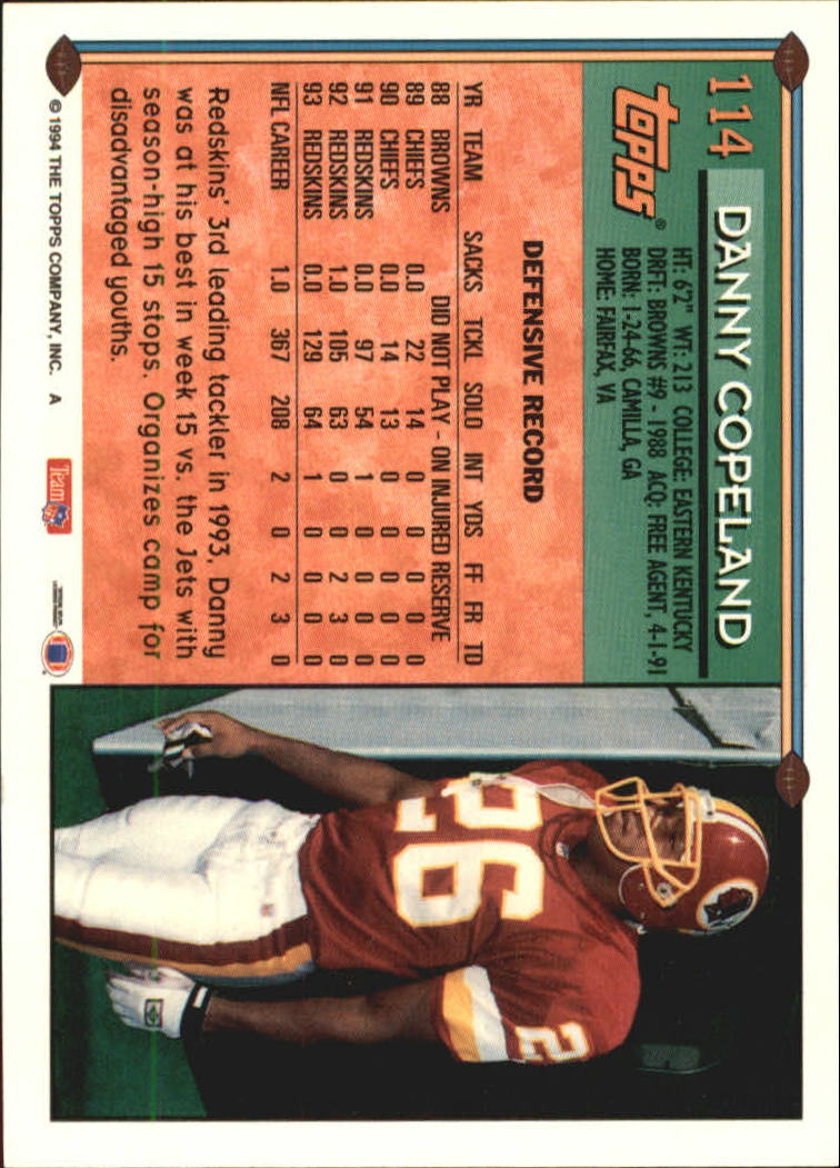 1994 Topps Special Effects #114 Danny Copeland back image