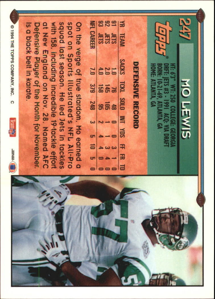 1994 Topps Special Effects #247 Mo Lewis back image