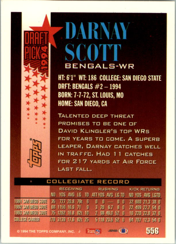 1994 Topps Special Effects #556 Darnay Scott back image