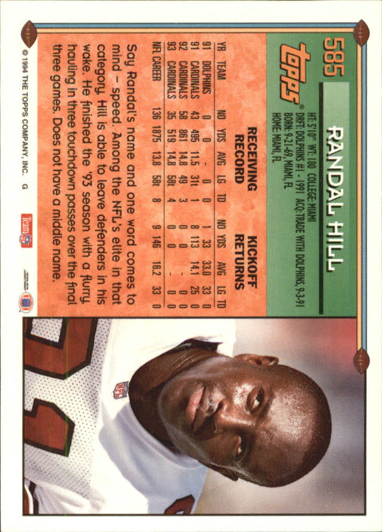 1994 Topps Special Effects #585 Randal Hill back image