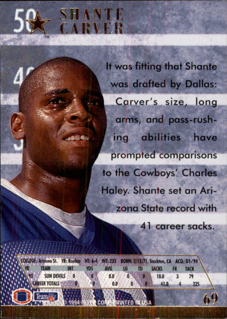 1994 Ultra #69 Shante Carver RC back image
