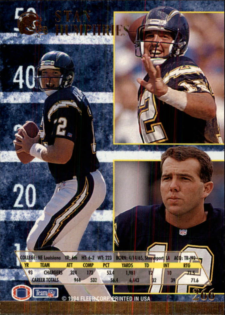 1994 Ultra #266 Stan Humphries back image