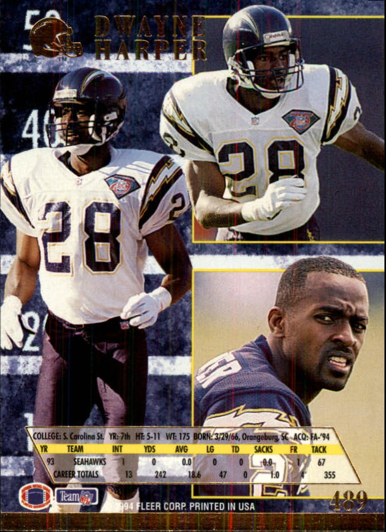1994 Ultra #489 Dwayne Harper back image