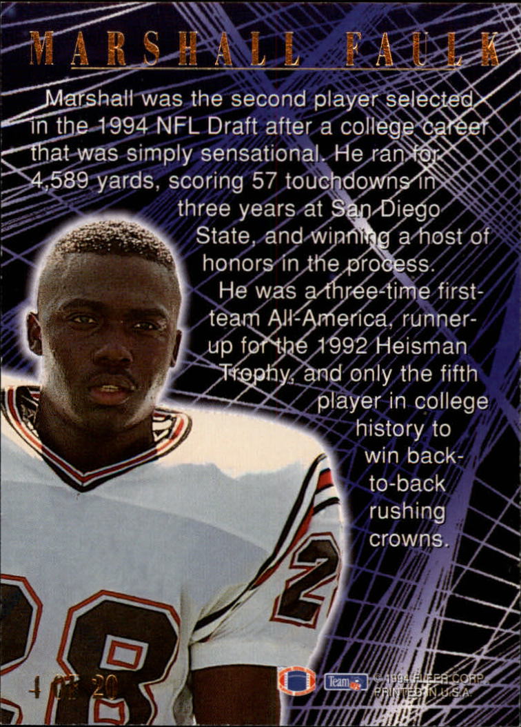 1994 Ultra First Rounders #4 Marshall Faulk back image