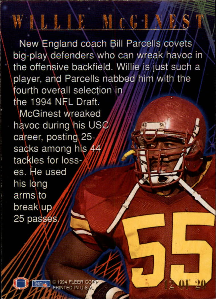 1994 Ultra First Rounders #12 Willie McGinest back image