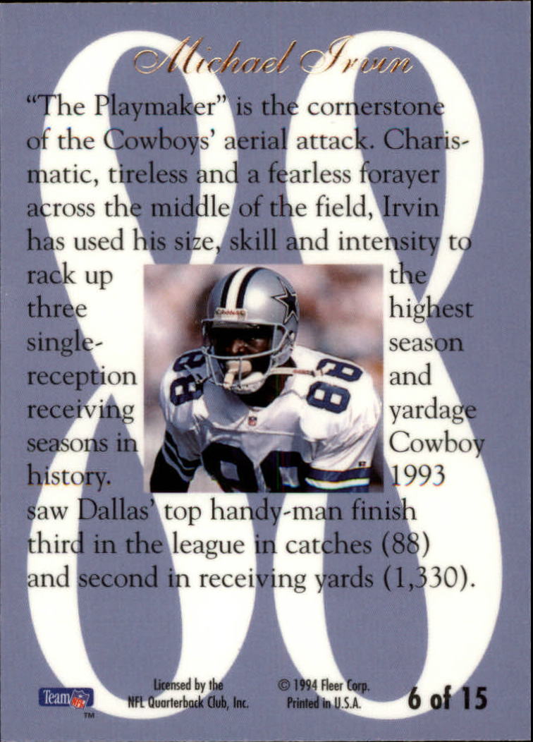 1994 Ultra Flair Hot Numbers #6 Michael Irvin back image