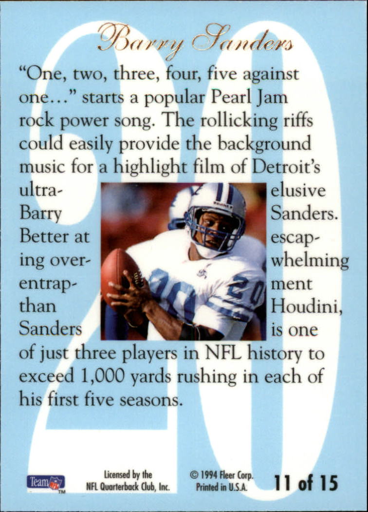 1994 Ultra Flair Hot Numbers #11 Barry Sanders back image