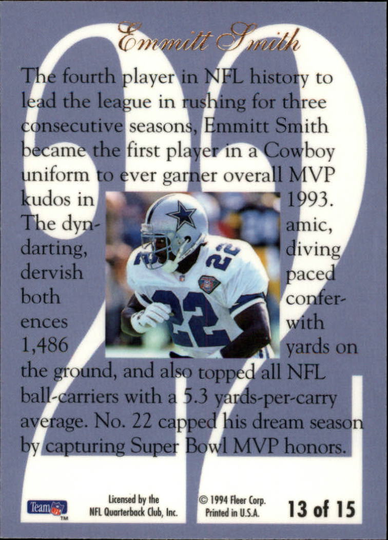 1994 Ultra Flair Hot Numbers #13 Emmitt Smith back image