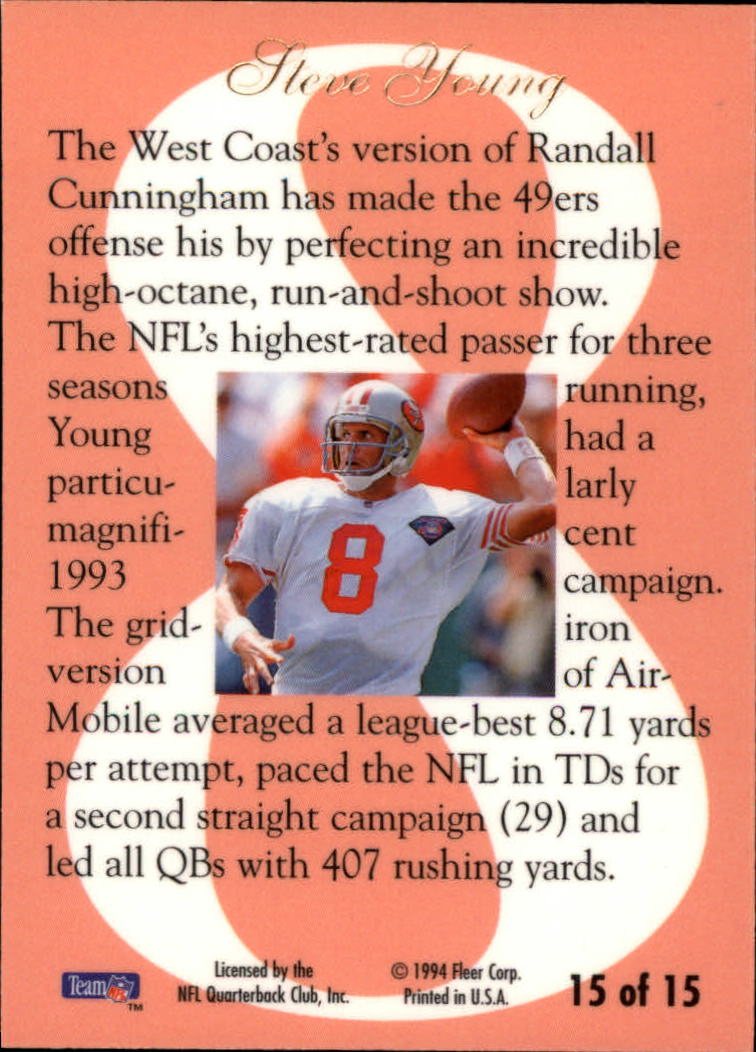 1994 Ultra Flair Hot Numbers #15 Steve Young back image