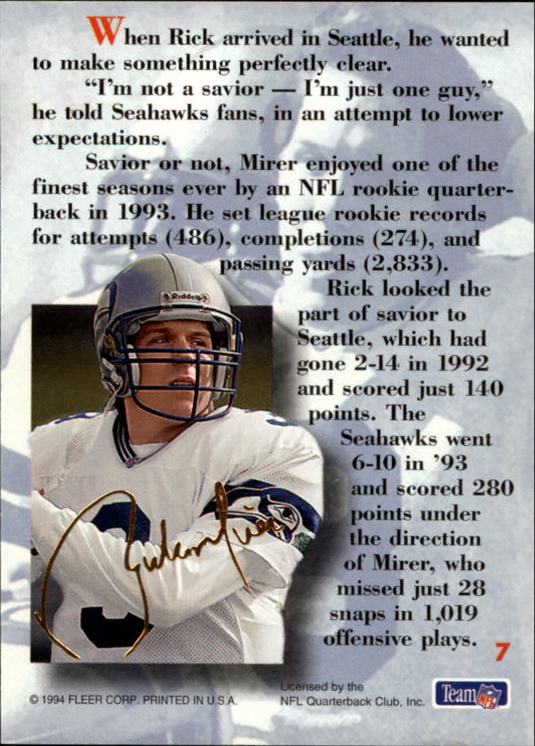 1994 Ultra Rick Mirer #7 Rick Mirer back image