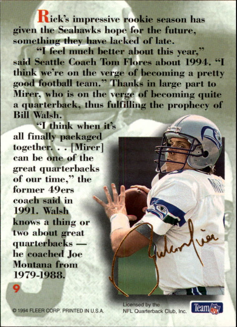 1994 Ultra Rick Mirer #9 Rick Mirer back image