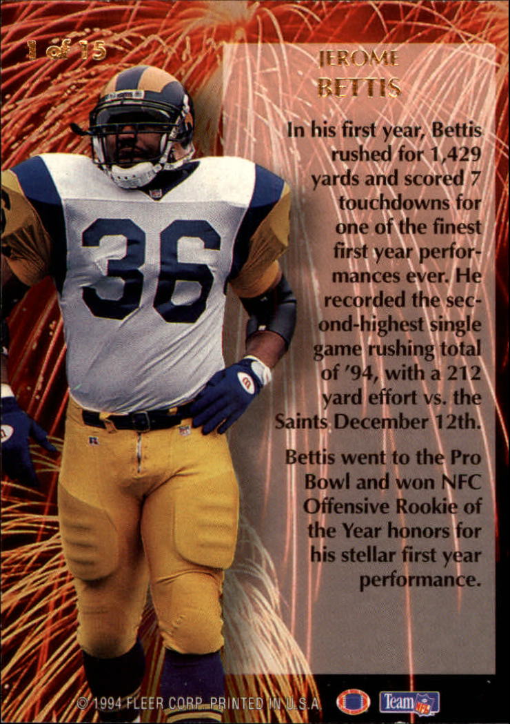 1994 Ultra Second Year Standouts #1 Jerome Bettis back image