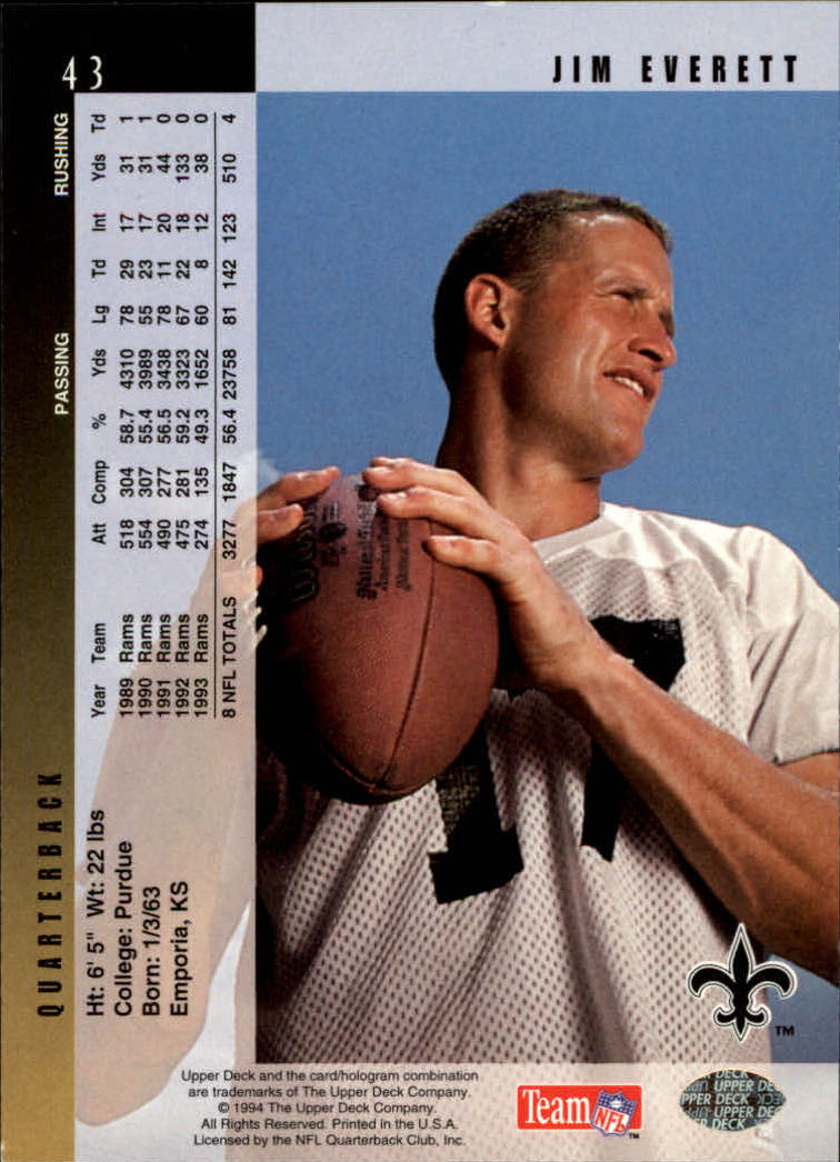 B2176- 1994 Upper Deck FB Card #s 1-249 +Rookies -You Pick- 15+ FREE US SHIP