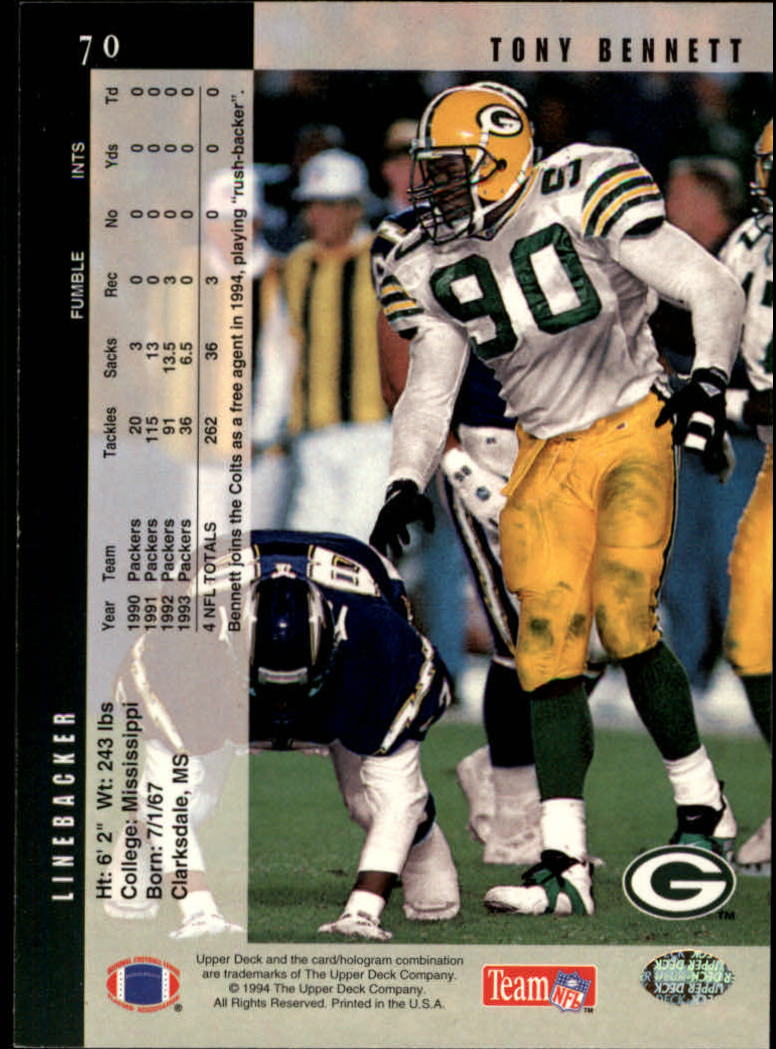 B2176- 1994 Upper Deck FB Card #s 1-249 +Rookies -You Pick- 15+ FREE US SHIP