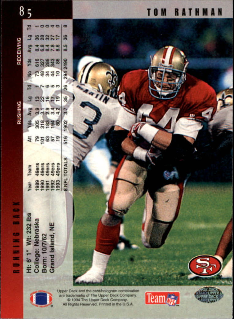 B2176- 1994 Upper Deck FB Card #s 1-249 +Rookies -You Pick- 15+ FREE US SHIP