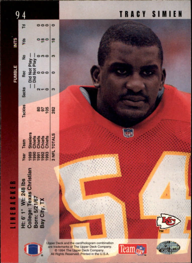 1994 Upper Deck #94 Tracy Simien - NM-MT