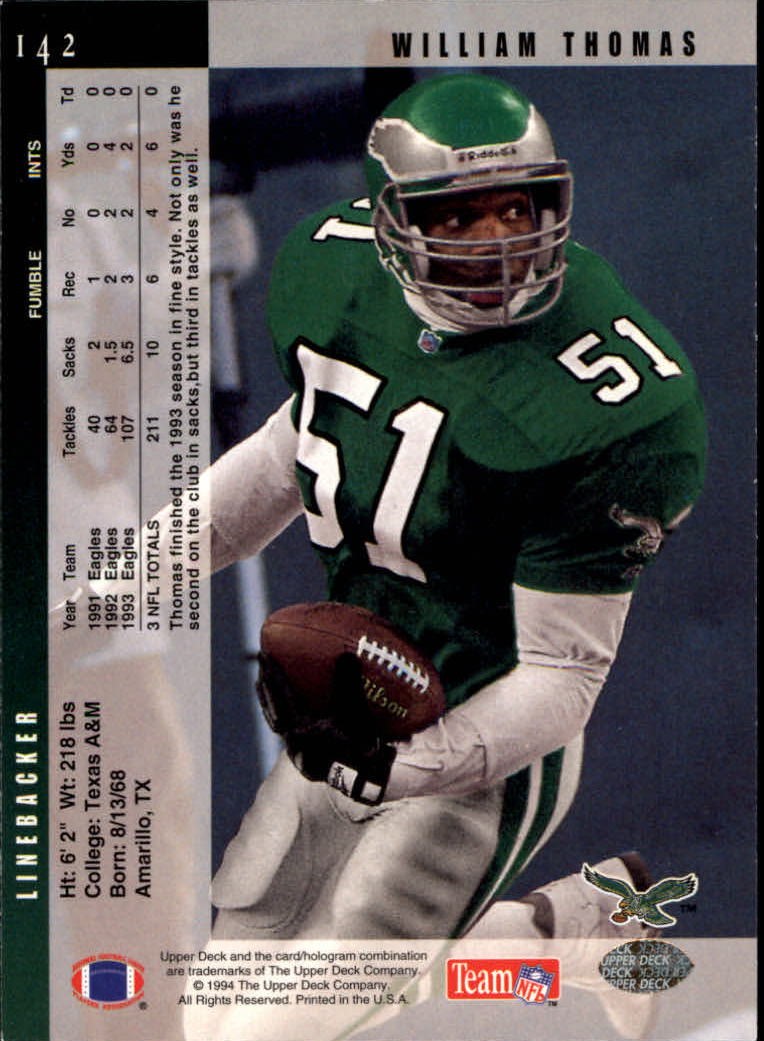 B2176- 1994 Upper Deck FB Card #s 1-249 +Rookies -You Pick- 15+ FREE US SHIP