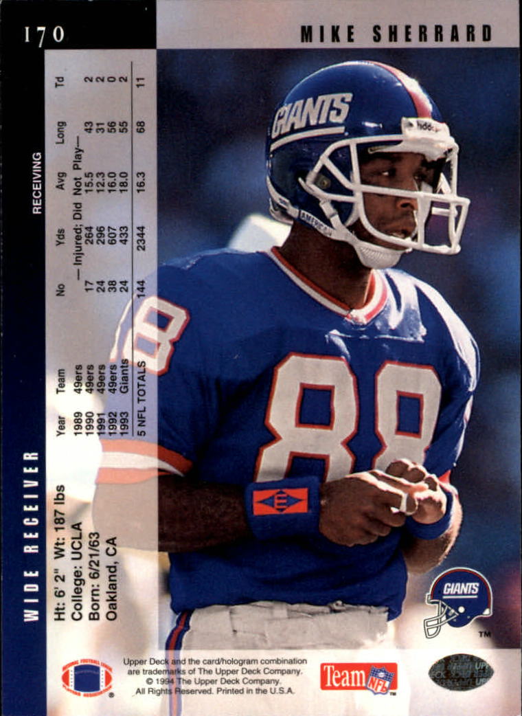 B2176- 1994 Upper Deck FB Card #s 1-249 +Rookies -You Pick- 15+ FREE US SHIP