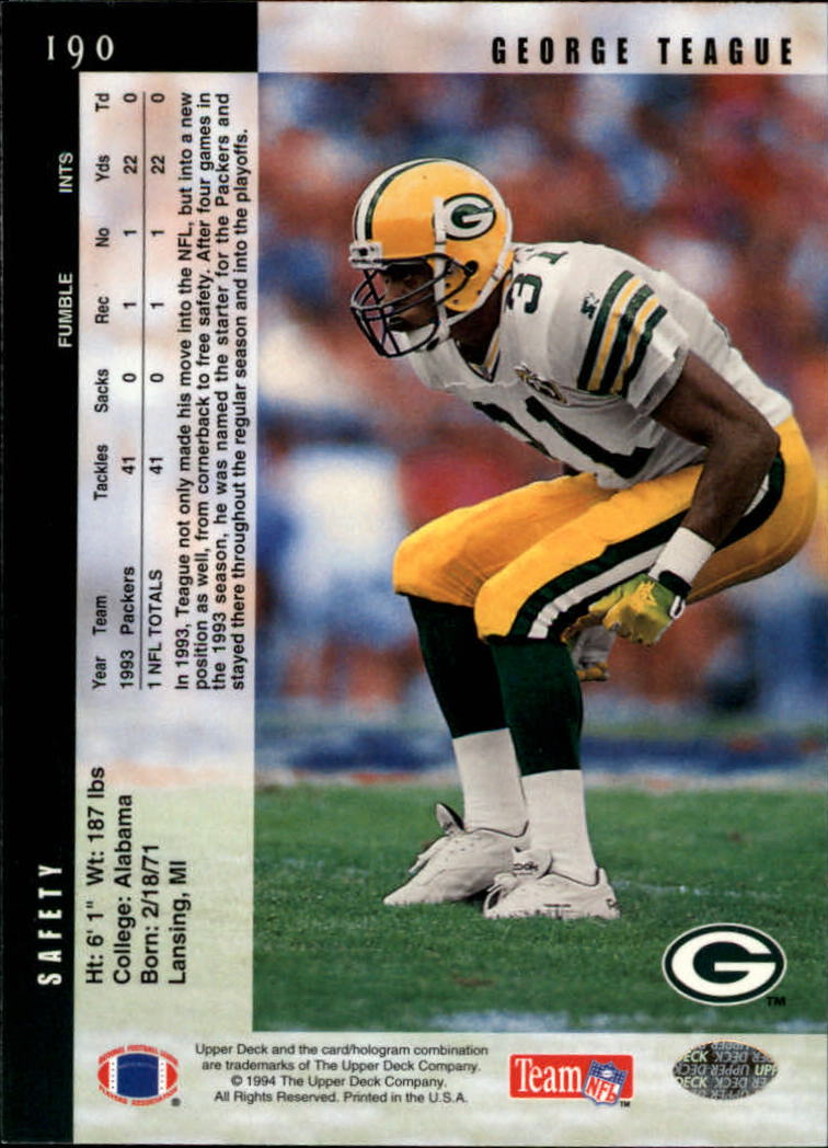 B2176- 1994 Upper Deck FB Card #s 1-249 +Rookies -You Pick- 15+ FREE US SHIP