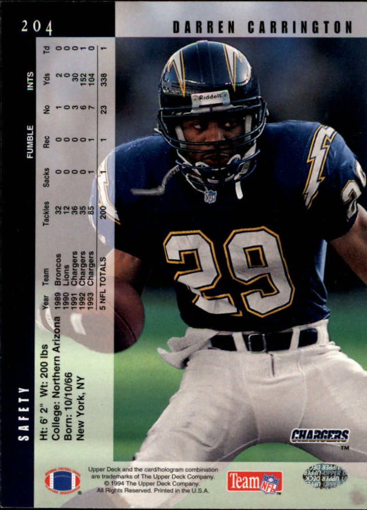 B2176- 1994 Upper Deck FB Card #s 1-249 +Rookies -You Pick- 15+ FREE US SHIP