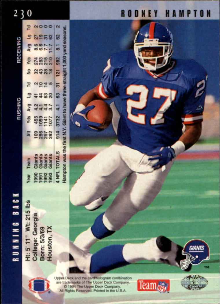 B2176- 1994 Upper Deck FB Card #s 1-249 +Rookies -You Pick- 15+ FREE US SHIP