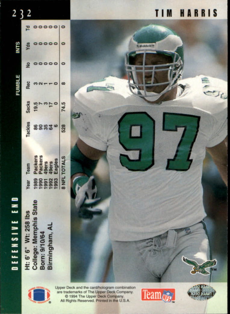 B2176- 1994 Upper Deck FB Card #s 1-249 +Rookies -You Pick- 15+ FREE US SHIP