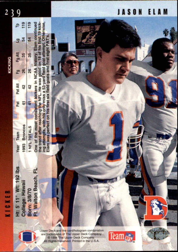 B2176- 1994 Upper Deck FB Card #s 1-249 +Rookies -You Pick- 15+ FREE US SHIP