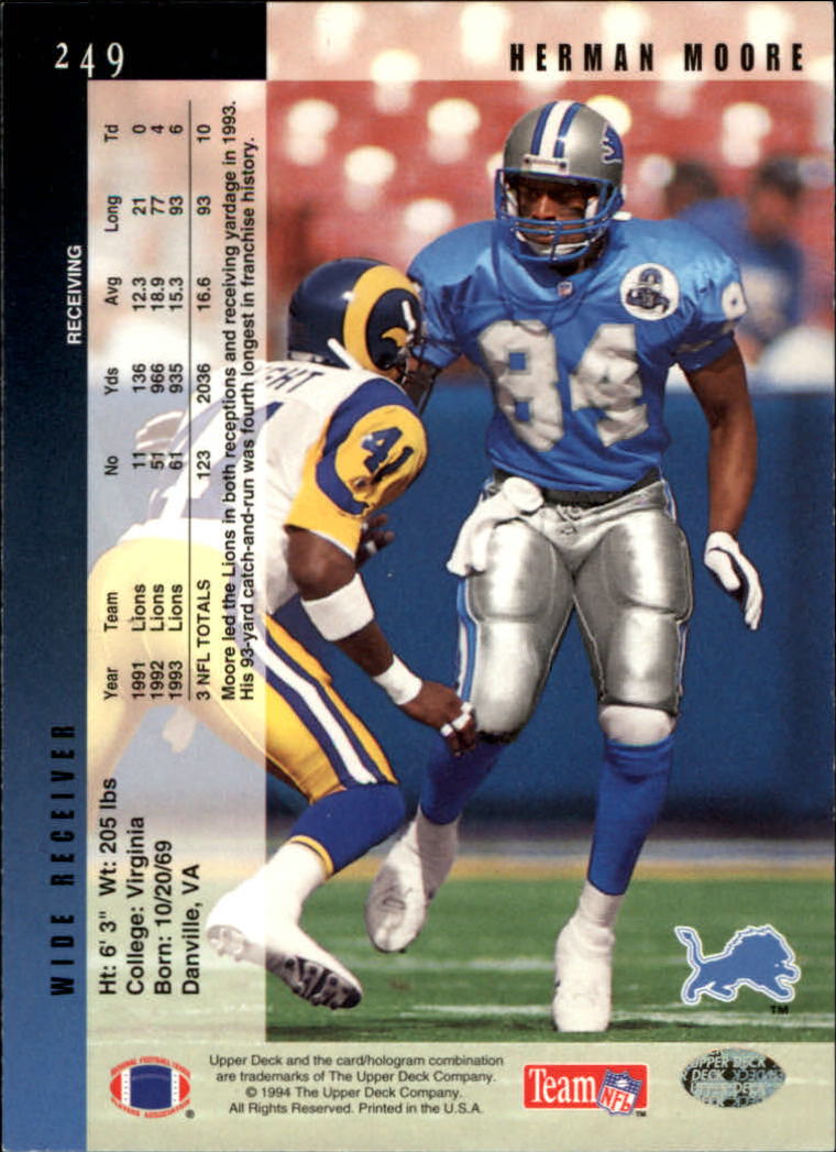 B2176- 1994 Upper Deck FB Card #s 1-249 +Rookies -You Pick- 15+ FREE US SHIP