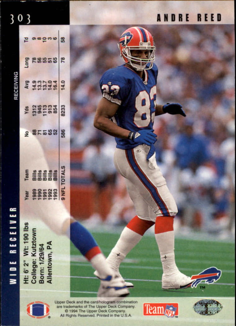 1994 Upper Deck #303 Andre Reed back image