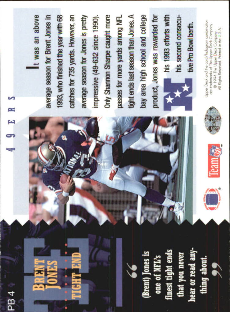 1994 Upper Deck Pro Bowl #PB4 Brent Jones back image