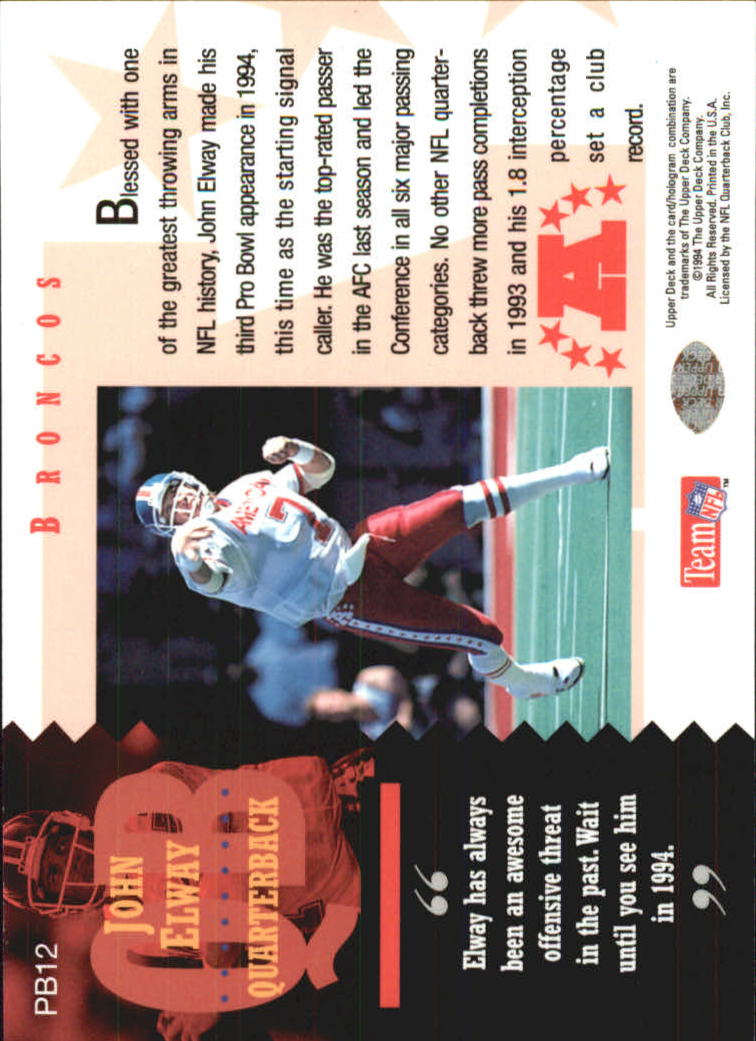 1994 Upper Deck Pro Bowl #PB12 John Elway back image