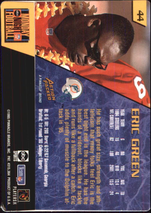 1995 Action Packed Monday Night Football #44 Eric Green back image