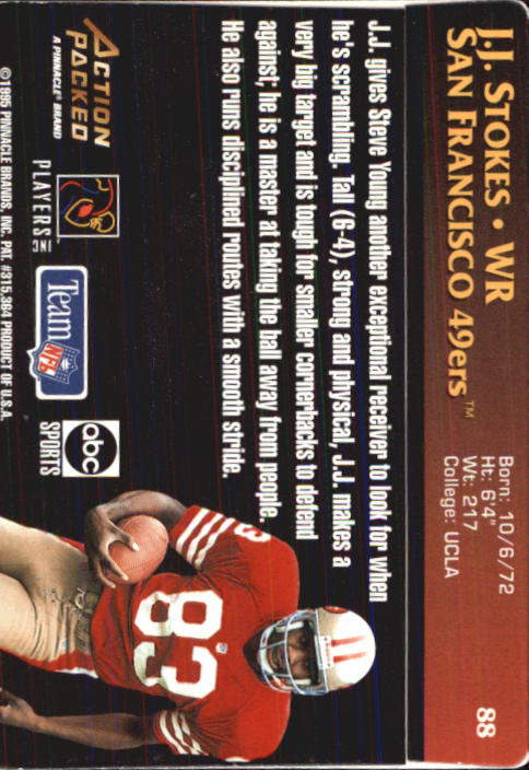 1995 Classic 5-Sport #52 J.J. Stokes San Francisco 49ers Rookie